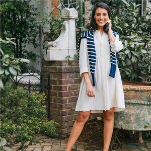 Tuckernuck Ivory Silk Royal Shirt Dress Size Small